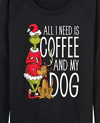 Hybrid Apparel Grinch and Max Coffee My Dog Women's French Terry Long Sleeve Shirt