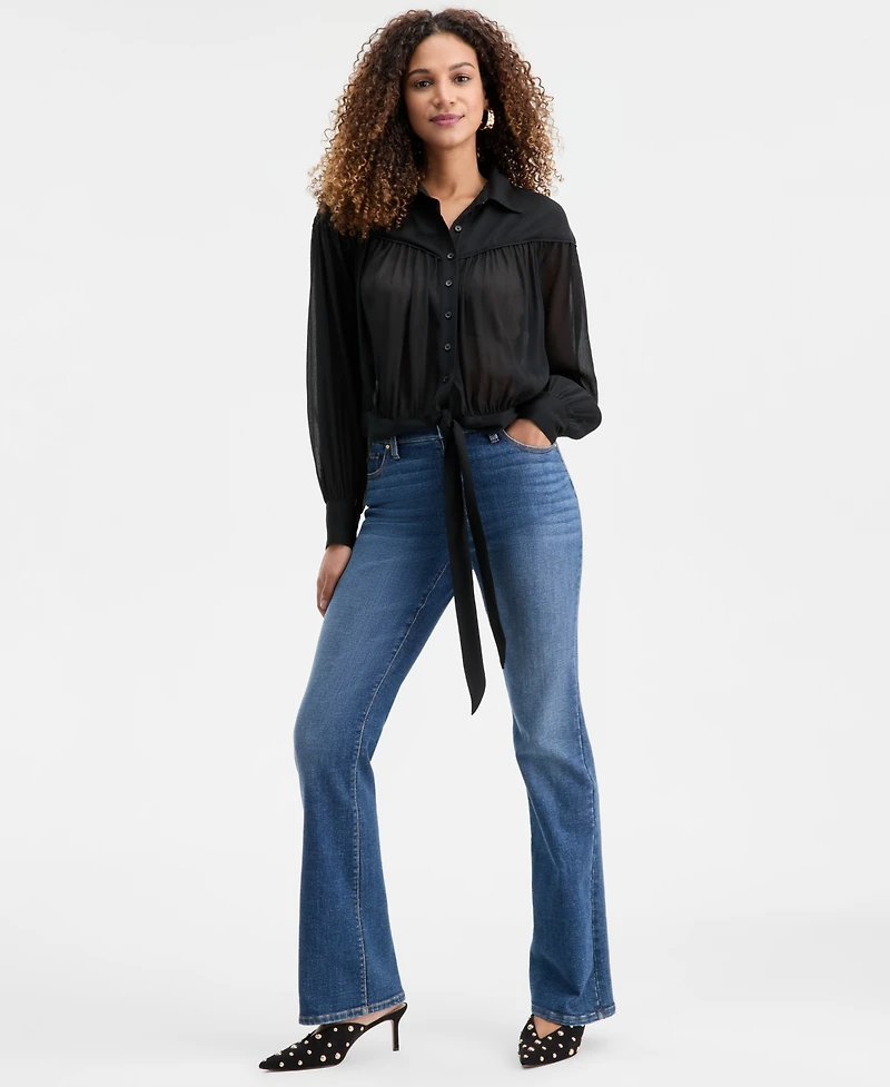 I.n.c. International Concepts Women's Crinkle Chiffon Tie-Hem Blouse, Macy's Exclusive