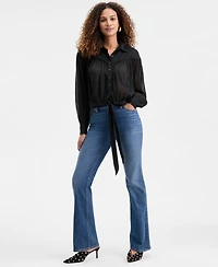 I.n.c. International Concepts Women's Crinkle Chiffon Tie-Hem Blouse, Macy's Exclusive