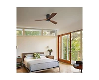 52-inch Modern 3 Solid Wood Blade Ceiling Fan with 6-speed Remote Control and Forward Reverse Rotation Function for Indoor