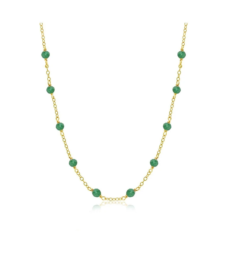 The Lovery Emerald Bead Chain Necklace 14K Gold
