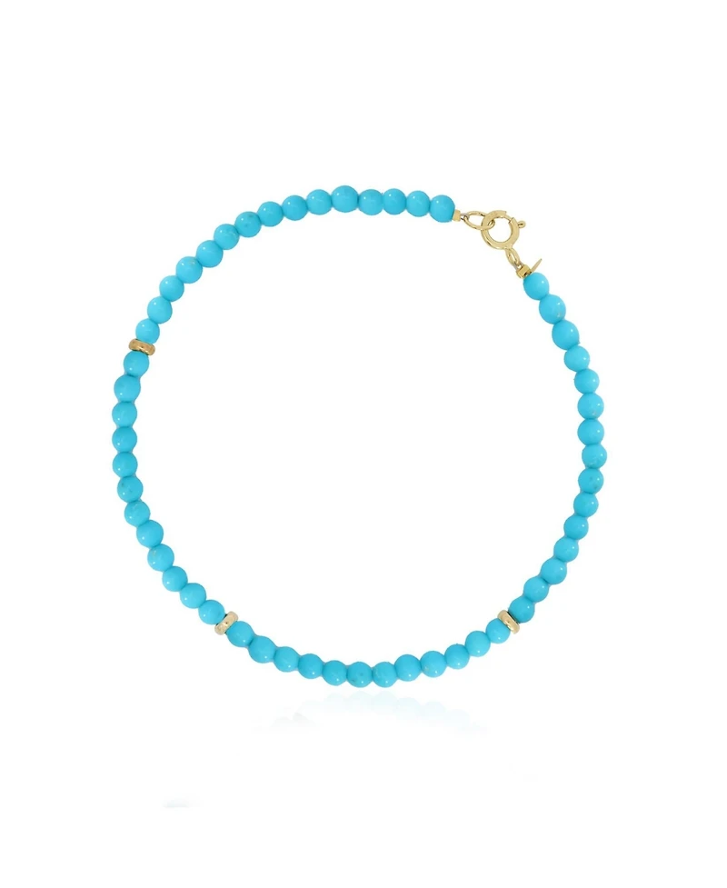 The Lovery Turquoise Round Bead Bracelet 14K Gold