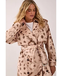 Nasty Gal Women's Cow Print Faux Leather Trench Coat