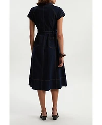 Karen Millen Women's Belted Denim Midi Dress