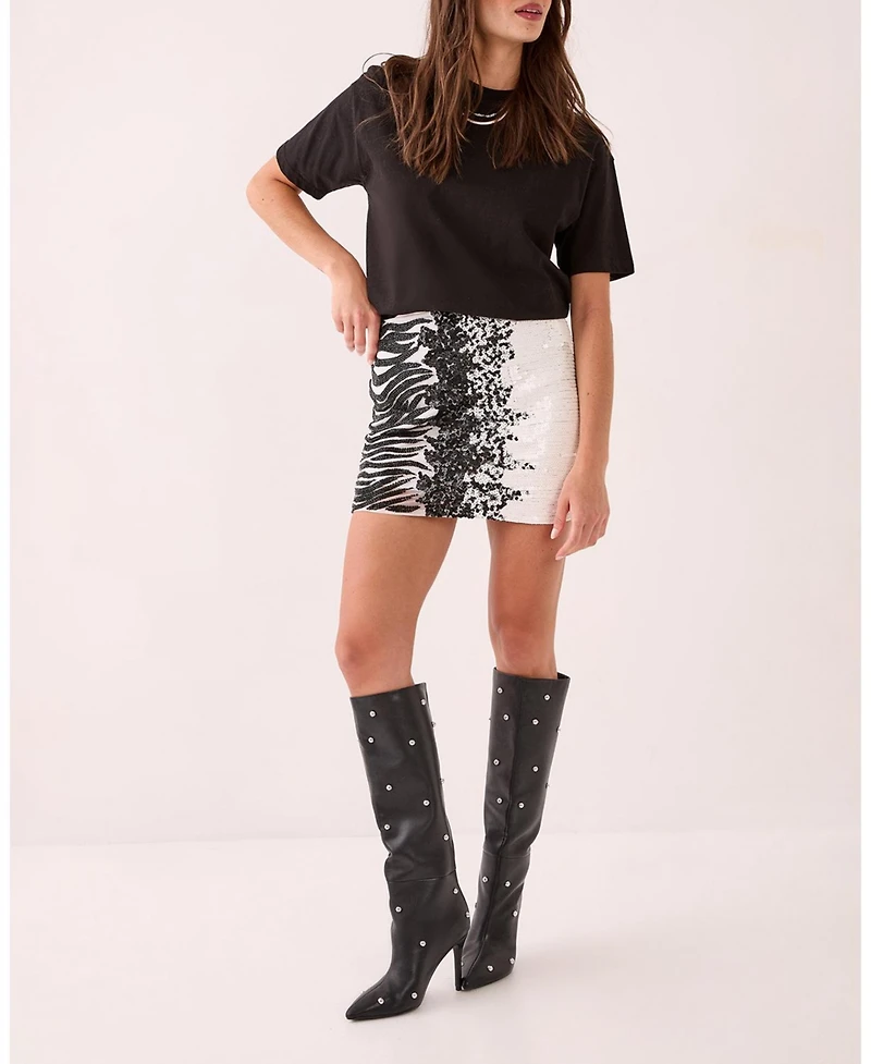 Nasty Gal Women's Zebra Ombre Hand Embellished Mini Skirt