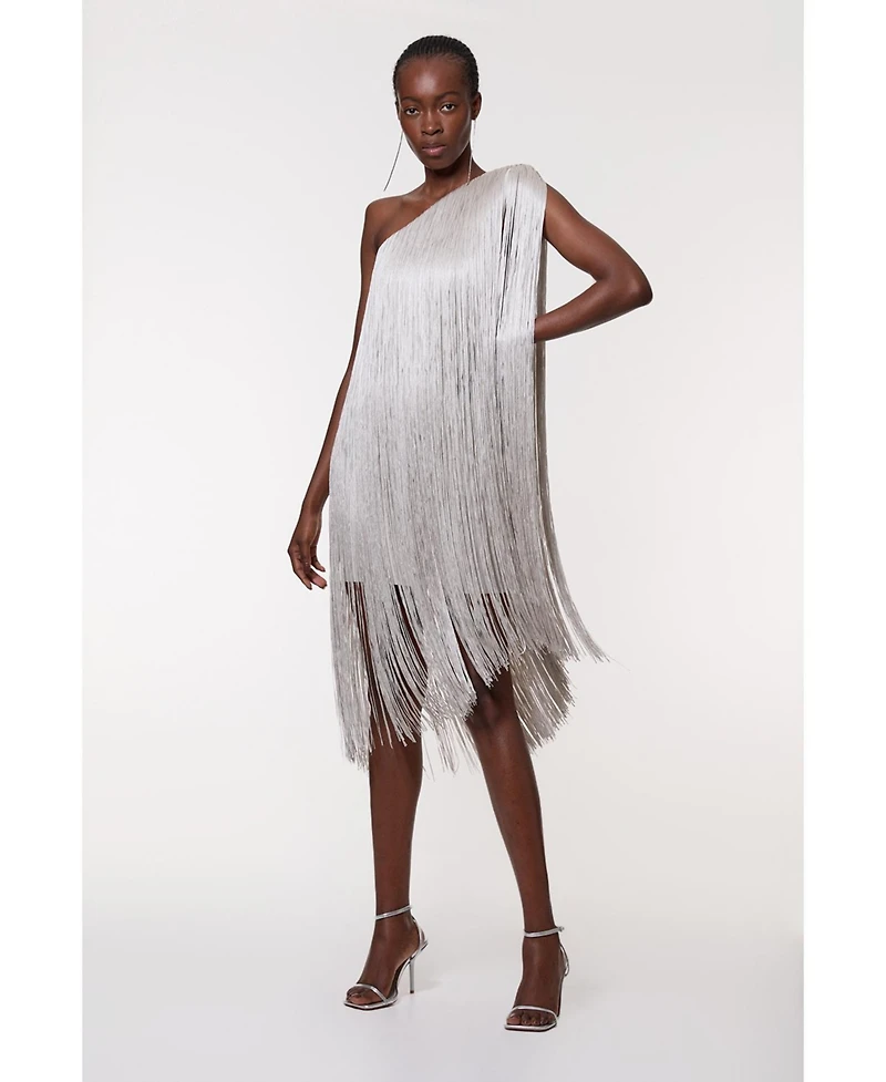 Karen Millen Women's Fringe Mini Knit Dress