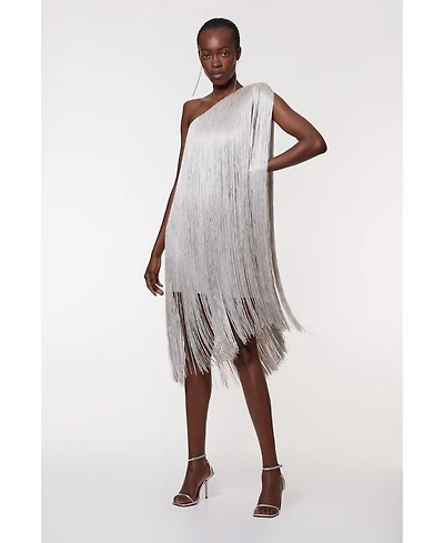 Karen Millen Women's Fringe Mini Knit Dress