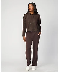 Cable & Gauge Women's Coated Bubble Hem Hoodie