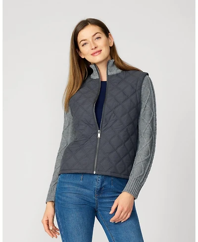 Cable & Gauge Women's Quilted Zip Up Sweater Jacket