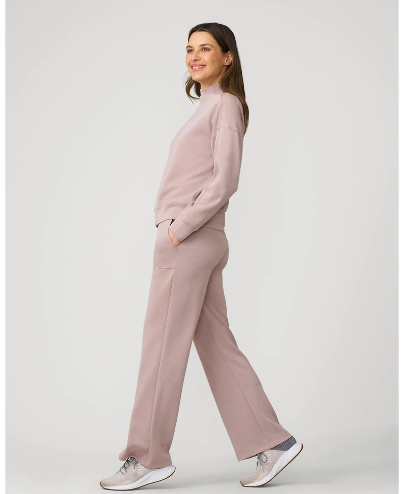 Cable & Gauge Women's Mockneck Modal Top & Wide Leg Pant