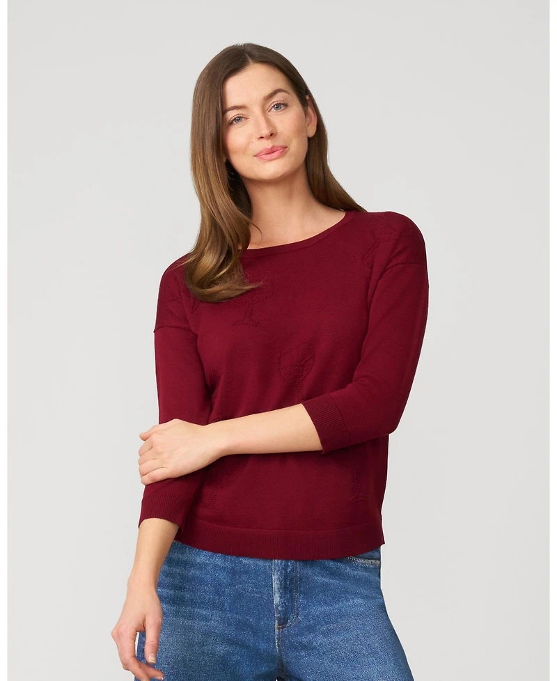 Cable & Gauge Women's Wineglass Drop Shoulder Tunic Sweater
