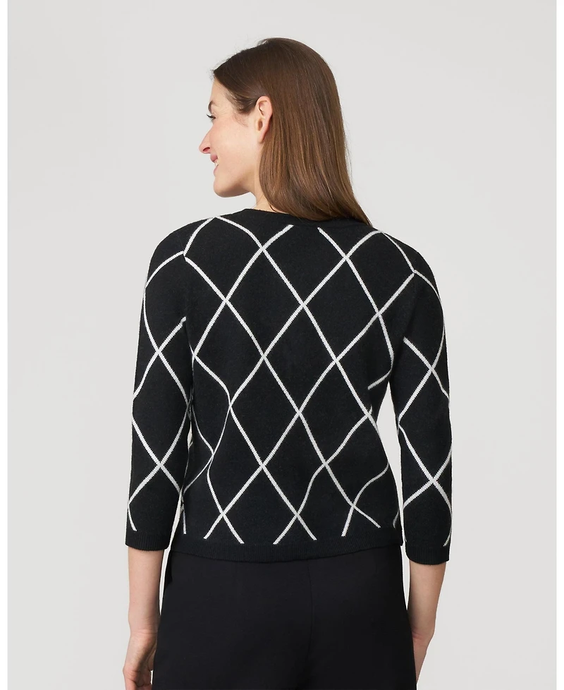 Cable & Gauge Women's Argyle Crewneck Cardigan