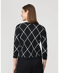 Cable & Gauge Women's Argyle Crewneck Cardigan