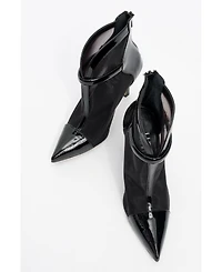 Prologue Shoes Grove Patent Back Zip High Heel Mesh Boot (Women)