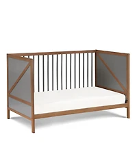 Forest'nSky Mini Crib with Mattress Pad in White and Rockport Gray