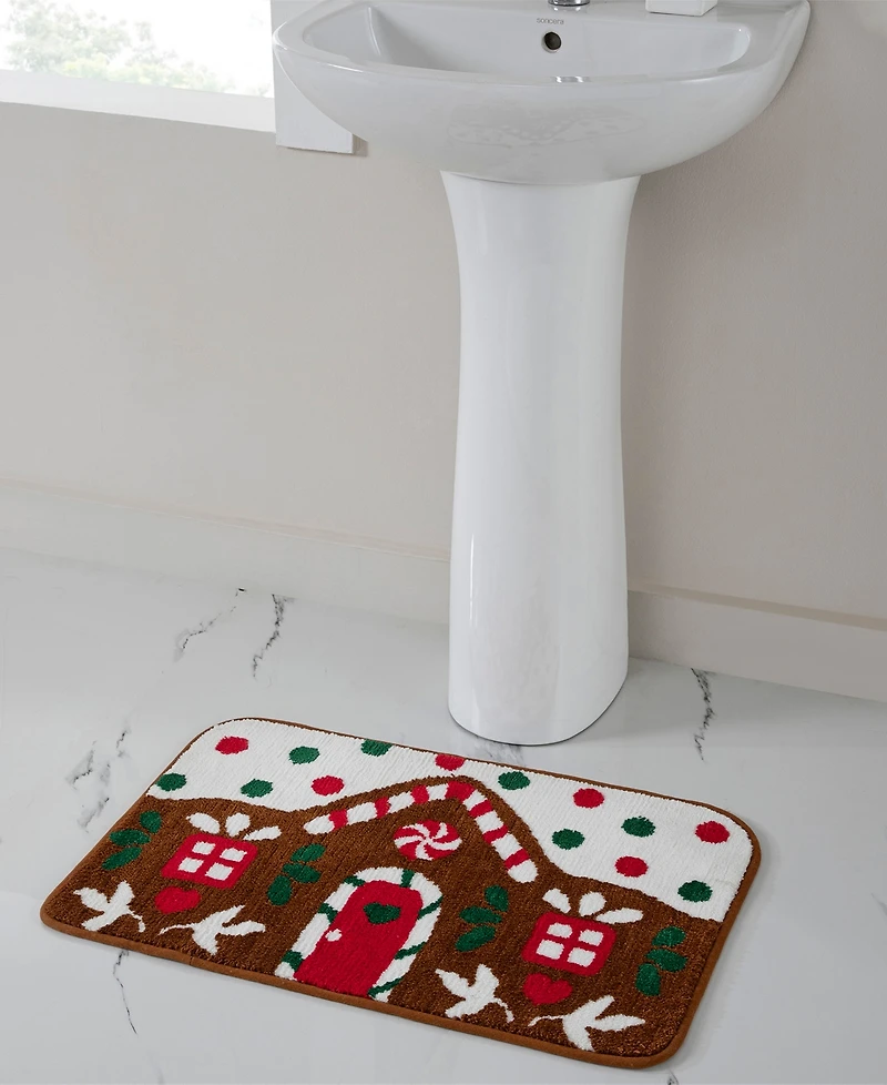 Vcny Home Multi Gingerbread House Tufted Bath Rug, 18" x 28"