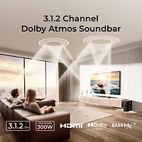 Ultimea Skywave F30 3.1.2ch Sound Bar with Dolby Atmos for Smart Tv, Home Theater, 300W
