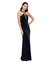 Eliza J Petite Velvet Halter Neck Gown Dress