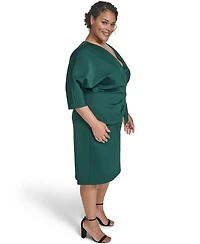 Eliza J Plus V-Neck Scuba Midi Dress
