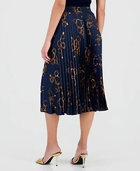 T Tahari Women's Printed Pull-On Pleated Midi Skirt