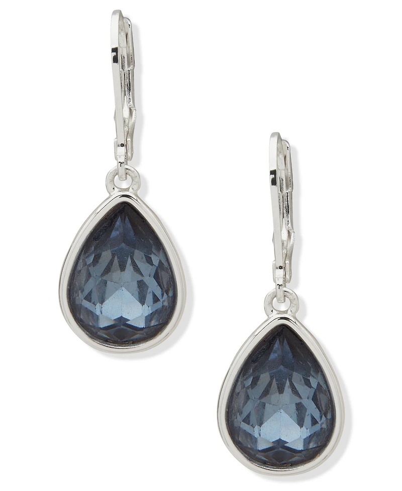 Nine West Glass Stone Silver-Tone Drop Earrings