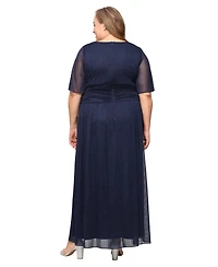 Sl Fashions Plus Long -Neck A-Line Dress