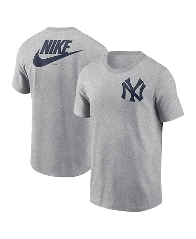 Nike Men's Heather Gray New York Yankees Cooperstown Collection Large Logo 2-Hit T-Shirt