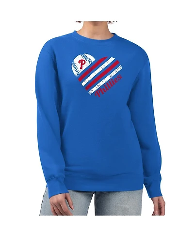 G-iii 4Her by Carl Banks Women's Royal Philadelphia Phillies Heart Logo Fleece Pullover Sweatshirt