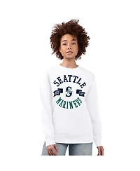 G-iii 4Her by Carl Banks Women's White Seattle Mariners Team Logo Fleece Pullover Sweatshirt