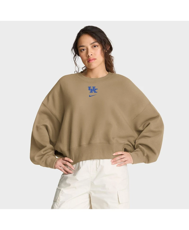 Nike Women's Tan Kentucky Wildcats Oversized Phoenix 2-Hit Pullover Sweatshirt