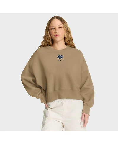 Nike Women's Tan Penn State Nittany Lions Oversized Phoenix 2-Hit Pullover Sweatshirt