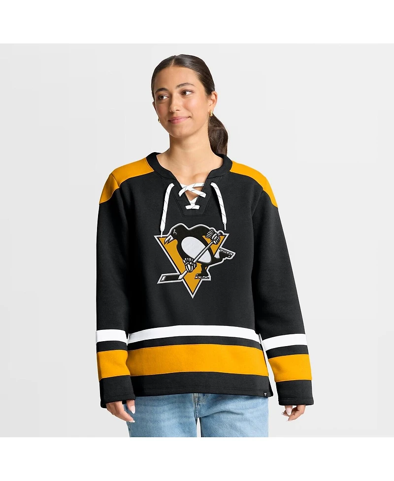 Fanatics Women's Black/Yellow Pittsburgh Penguins Icing Long Sleeve Lace Up Sweatshirt