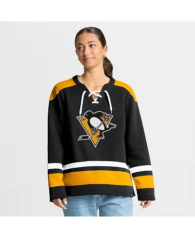 Fanatics Women's Black/Yellow Pittsburgh Penguins Icing Long Sleeve Lace Up Sweatshirt