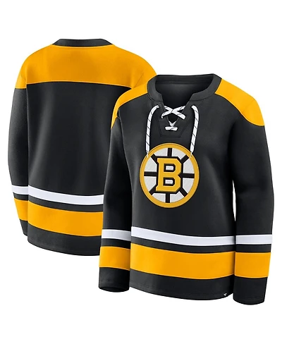 Fanatics Women's Black/Yellow Boston Bruins Icing Fleece Lace Up Sweatshirt