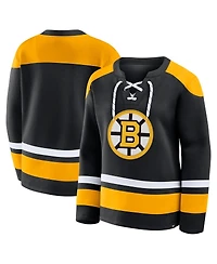 Fanatics Women's Black/Yellow Boston Bruins Icing Fleece Lace Up Sweatshirt