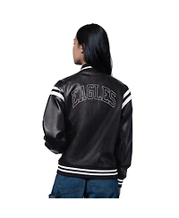 Starter Women's Black/White Philadelphia Eagles High Heat Full-Snap Varsity Jacket