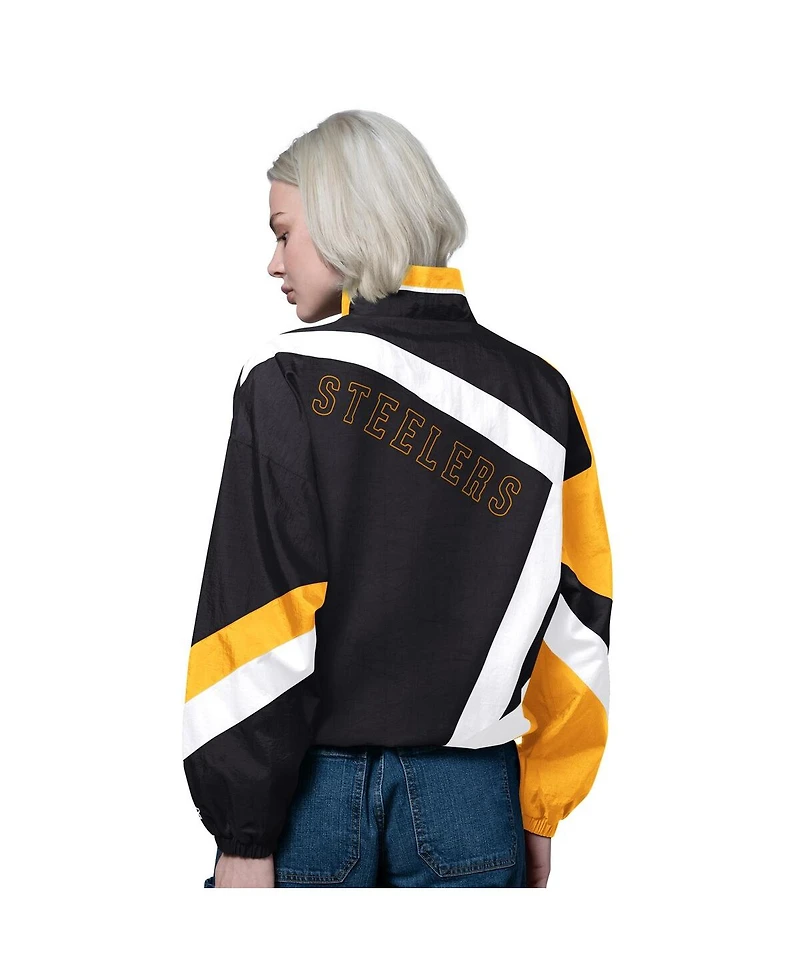 Starter Women's Black/Gold Pittsburgh Steelers Vintage 1st Quarter Full-Zip Windbreaker