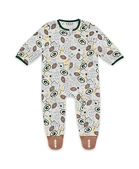 Wear by Erin Andrews Baby Boys and Girls Newborn Green Bay Packers Sleep Play Full-Zip Sleeper Bib Set
