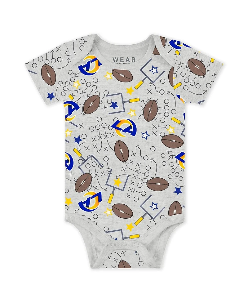 Wear by Erin Andrews Baby Boys and Girls Newborn 3-Piece Los Angeles Rams Turn Me Around Bodysuits Pant Set
