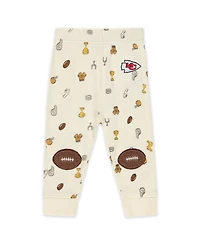 Wear by Erin Andrews Baby Boys and Girls 2-Piece Cream Kansas City Chiefs Waffle-Knit Sleep Set