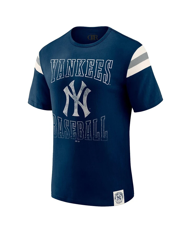 Darius Rucker Collection by Fanatics Men's Navy New York Yankees Distressed Sleeve Stripe T-Shirt