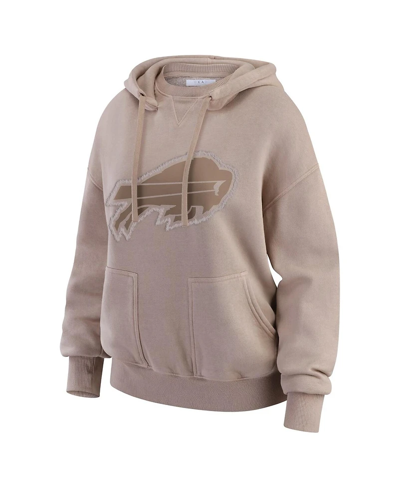 Wear by Erin Andrews Women's Tan Buffalo Bills Washed Pullover Crewdie