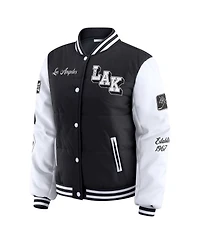 Wear by Erin Andrews Women's Black/White Los Angeles Kings Varsity Full-Snap Puffer Jacket