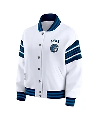 Wear by Erin Andrews Women's White/Navy Minnesota Lynx Full-Snap Fleece Sweatshirt Jacket