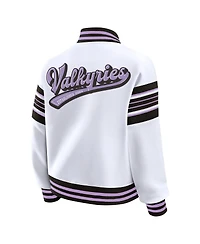 Wear by Erin Andrews Women's White/Black Golden State Valkyries Plus Full-Snap Fleece Sweatshirt Jacket