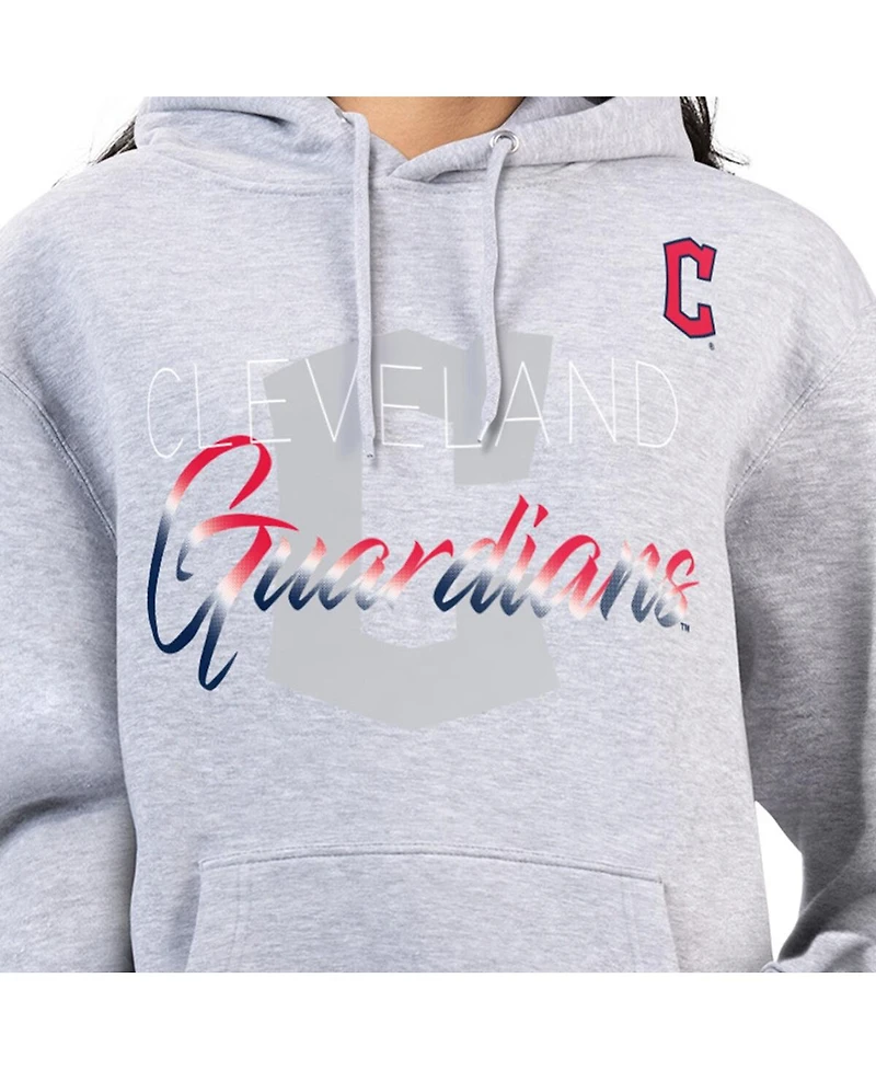 G-iii 4Her by Carl Banks Women's Heather Gray Cleveland Guardians Shadow Logo Graphic Pullover Hoodie