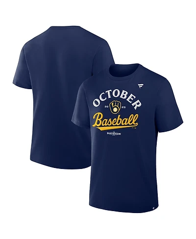 Fanatics Men's Navy Milwaukee Brewers 2025 Mlb Postseason Locker Room T-Shirt