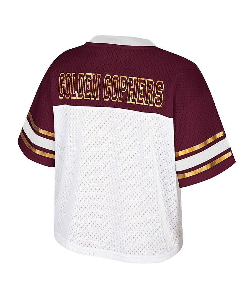 Colosseum Women's White Minnesota Golden Gophers Treasure Cropped Football Jersey