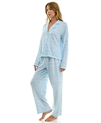 Sincerely Jules Women's Long Sleeve Top and Bottom 2-Piece Notch Collar Set