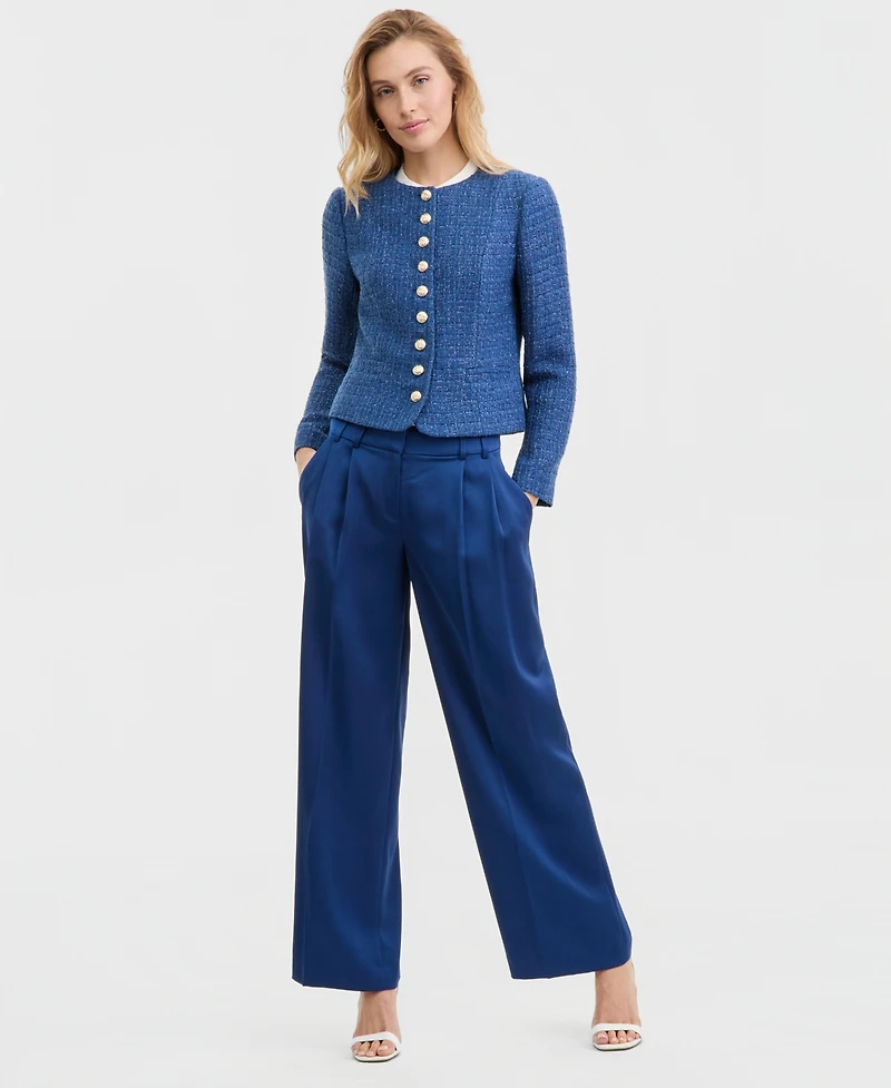 Tahari Asl Women's Boucle Tweed Cropped Jacket